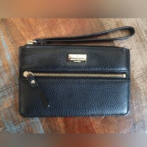 Kate Spade New York Black Leather Flat Wristlet Wallet Coint Pouch Purse Card